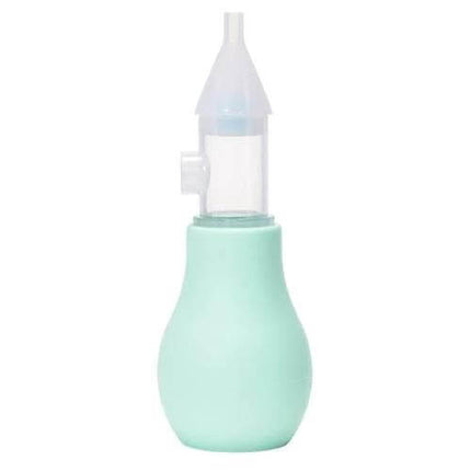 Baby Nasal Aspirator for Clear Breathing, Soft Silicone Tip — compact mint silicone bulb with clear one-way valve nozzle for gentle infant suction