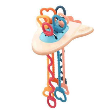 Baby Puzzle Fun Rope Toys For Babies With Soft Cartoon Shapes - pastel teether pull toy with heart loops to develop grip and finger dexterity