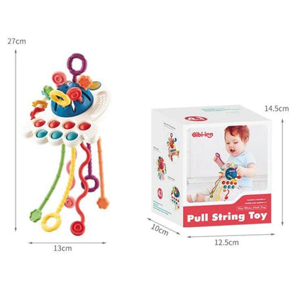Baby Puzzle Fun Rope Toys For Babies With Soft Cartoon Shapes - colorful pull string teether toy with soft shapes for grip, dexterity and supervised teething