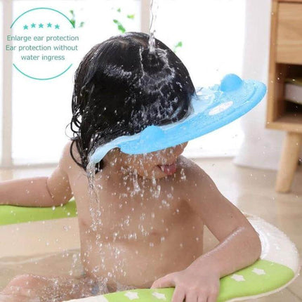Baby Shower Cap With Adjustable Fit For Bath Time Use - lightweight foldable TPE/PP cap protects eyes and ears from water and shampoo during baths