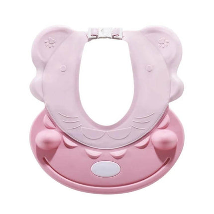 Baby Shower Cap With Adjustable Fit For Bath Time Use - pink foldable TPE/PP baby shampoo shield with soft skin-friendly edge