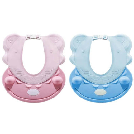 Baby Shower Cap With Adjustable Fit For Bath Time Use - pink and blue foldable TPE baby shampoo shield