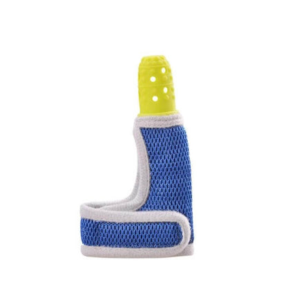 Baby Silicone Molar Finger Cots Breathable For Gentle Teething - blue breathable silicone molar finger cot with woven interior and snug fit