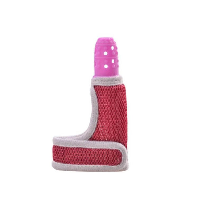 Baby Silicone Molar Finger Cots Breathable For Gentle Teething pink silicone cot with breathable red woven sleeve for infant gum soothing
