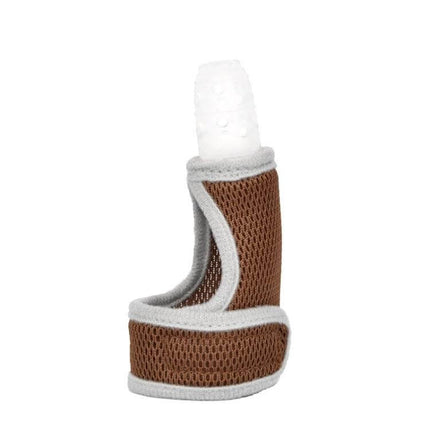 Baby Silicone Molar Finger Cots Breathable For Gentle Teething - brown mesh finger cot with textured silicone tip for soothing infant gums