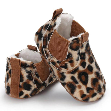 Baby Slip On Toddler Shoes With Cotton Upper 11 To 13 Cm leopard print soft cotton upper slip‑on for 11–13 cm feet, breathable easy on/off