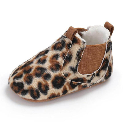 Baby Slip On Toddler Shoes With Cotton Upper 11 To 13 Cm leopard print cotton upper slip-on for infants breathable lightweight fit 11-13 cm