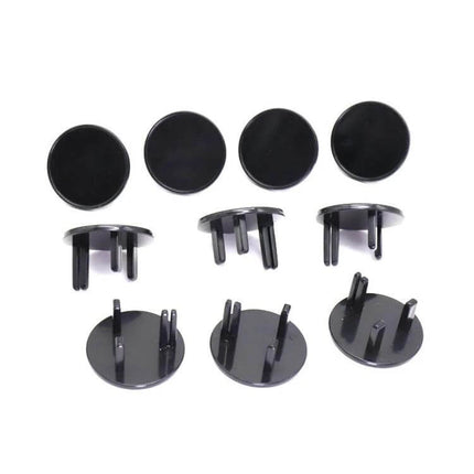 Baby Socket Protection Cover Round Transparent For Home Safety - set of round black ABS outlet covers with buckles to secure unused sockets