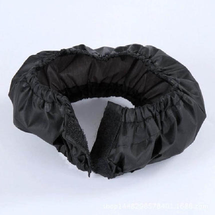 Baby Wheel Cover For Stroller Wheels, Medium Size Keeps Wheels Clean - black polyester wheel cover with hook-and-loop strap, fits 16–18 cm wheels