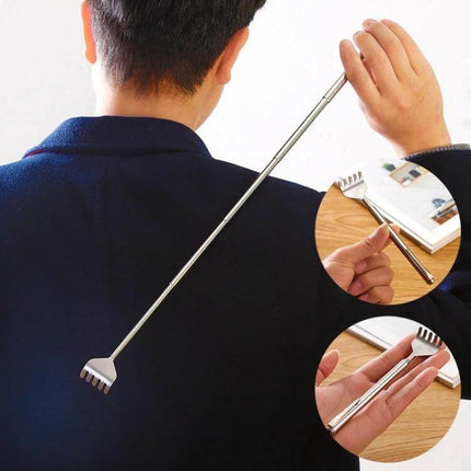 Back Scratcher Telescopic 2 Pack For Home And Office - telescoping stainless steel back scratcher with five-edge teeth, 18–53 cm reach, 2-pack for desk or travel