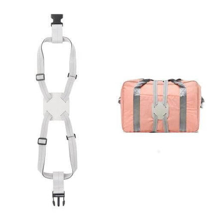 Backpack Luggage Binding Elastic Straps For Travel white adjustable polyester latex blend straps shown on duffel stabilizing gear