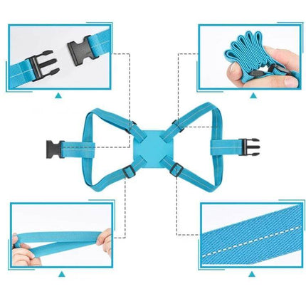 Backpack Luggage Binding Elastic Straps For Travel - blue polyester+latex silk straps with buckles, reflective strip and compression design