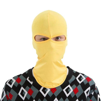 Balaclava Style Head Mask for Outdoors Dual Holes Unisex - yellow breathable elastic balaclava with dual eye openings for sun protection and ventilation