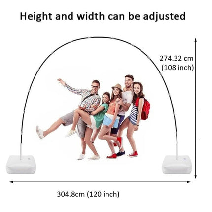 Balloon Arch Stand Set 108 x 120 Inch For Parties And Events - adjustable height and width arch kit with 15 fiber rod sections for photo backdrops