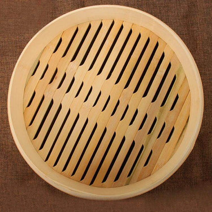 Bamboo Bun Steamer Basket For Buns And Veggies 21cm And 27cm - natural bamboo round steamer lattice insert with cool-touch lid handle
