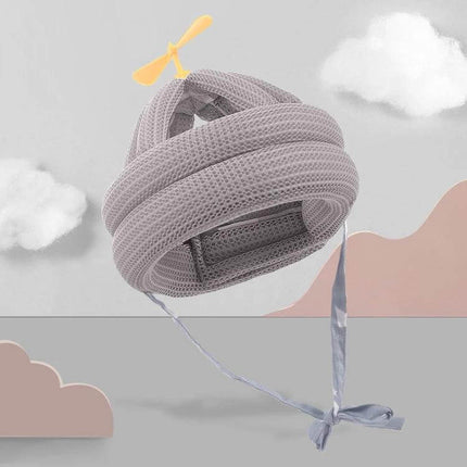 Bamboo Dragonfly Baby Anti Fall Pillow Pad Gray For Safe Naps breathable gray baby anti-fall pillow with ventilation strips and tie straps