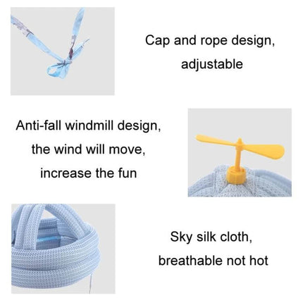 Bamboo Dragonfly Baby Anti Fall Pillow Pad Gray For Safe Naps – breathable sky silk cloth, cap and rope adjustable, anti-fall windmill detail