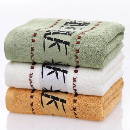 Bamboo Fiber Bath Towel 70x140 cm Thick Absorbent Soft - stacked jacquard terry towels in green white and beige