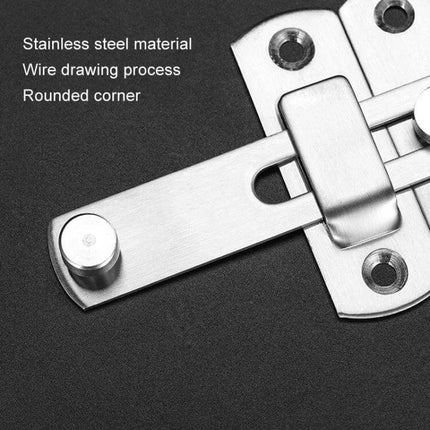Barn Door Lock Hook Stainless Steel For Everyday Home Use close-up brushed stainless steel latch on black background showing one-piece molding and rounded corners