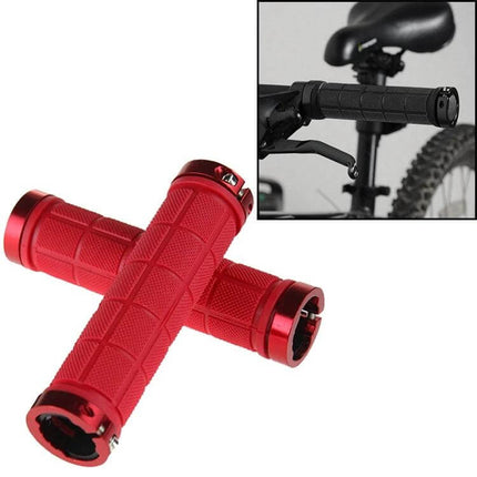 BaseCamp Lock-On Rubber Handlebar Grips Ergonomic Comfort red lock-on rubber grips with alloy rings, textured ergonomic pattern for long-ride cushioning