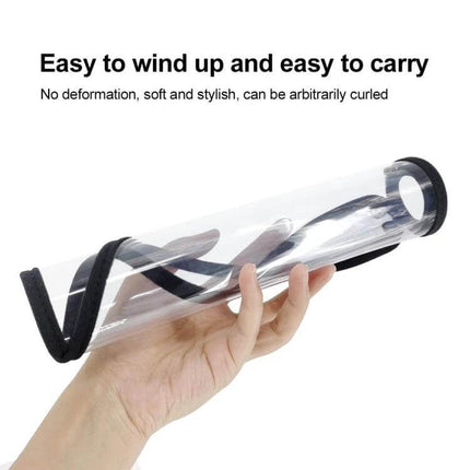 Baseball Cap Mask With Removable Face Shield For Everyday Use showing rolled clear TPU shield easy to wind and carry