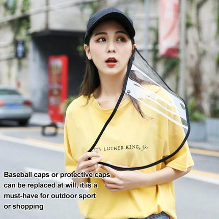 Baseball Cap Mask With Removable Face Shield For Everyday Use - Cotton hat with clear TPU shield and wide brim for outdoor protection