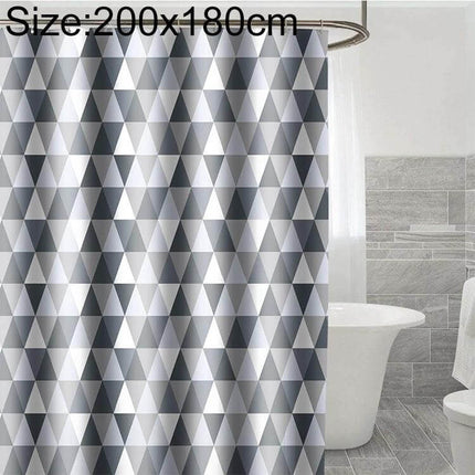 Bathroom Shower Curtain, Waterproof Polyester, Moldproof, 180x200 cm - Grey Geometric Triangle Pattern in Modern Bathroom