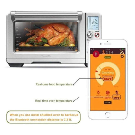 BBQ Kitchen Bluetooth Smart Food Oven Thermometer For Grilling monitoring roast chicken temps on phone with stainless steel probes