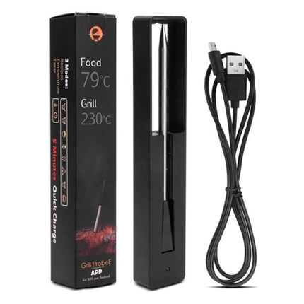 BBQ Kitchen Bluetooth Smart Food Oven Thermometer For Grilling stainless steel probe, USB charger and sleek storage case