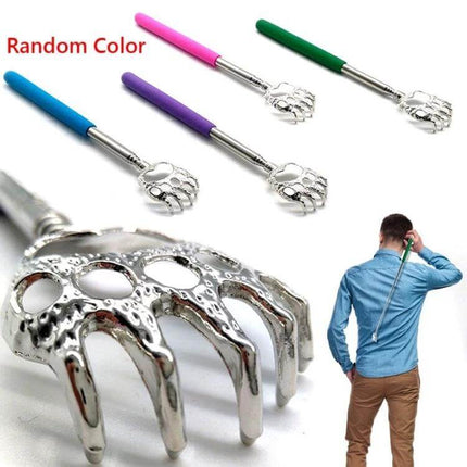 Bear Claw Back Scratcher With Telescopic Stainless Steel Handle - telescoping back scratcher with stainless claw head and non-slip rubber grip