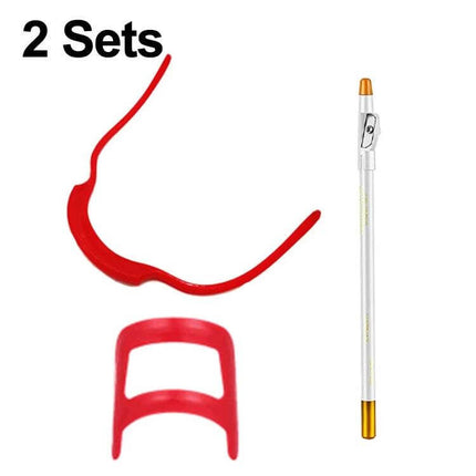 Beard Shaping Board With Shape Ruler And Pen For Precise Lines - red PP board, elastic neck strap and marking pen set