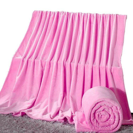Beddowell Coral Flannel Blanket 180x200cm soft pink coral fleece throw, lightweight, machine washable, travel and home cozy layer
