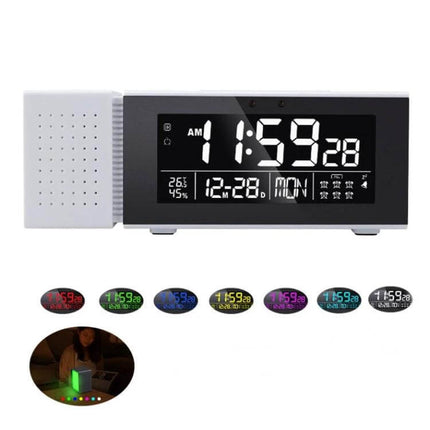 Bedside Alarm Clock With Night Light For Everyday Use - compact digital clock with large VA display, calendar, humidity, and colorful ambient night light