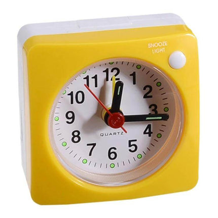 Bedside Mute Alarm Clock With Light For Nightstand compact yellow travel quartz clock for dorms and nightstand