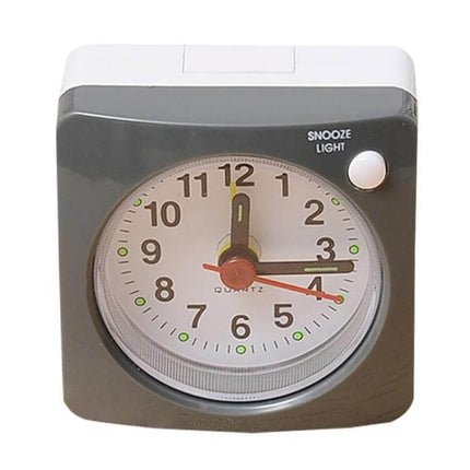 Bedside Mute Alarm Clock With Light For Nightstand compact white-gray quartz clock with snooze light button