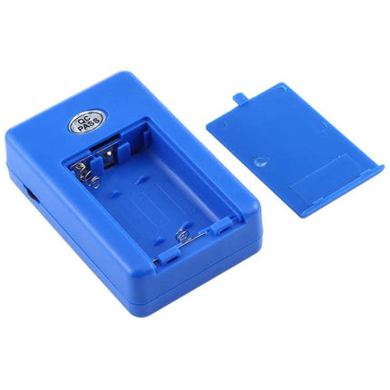 Bedwetting Alarm With Sensor And Clamp For Nocturnal Enuresis - blue alarm unit with open AAA battery compartment and removable cover