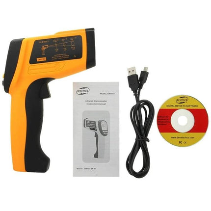Benetech Infrared Temperature Gun For Quick Home Checks - compact non-contact thermometer with USB cable, manual and software CD
