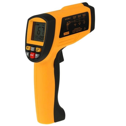Benetech Infrared Temperature Gun For Quick Home Checks handheld yellow infrared thermometer showing digital display and buttons