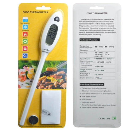 Benetech LCD Display Food Thermometer For Cooking And Grilling - handheld probe showing LCD reading in blister pack, ideal for meat doneness and grill temps
