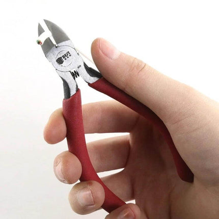 BEST-2D Electrician Wire Cutting Pliers Cr-V Steel Blades held in hand showing red ergonomic handles and hardened cutting edges for clean wire cuts