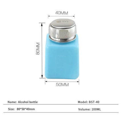 Best-40 100ml Alcohol Bottle For Clean Rooms And Labs - 100ml blue HDPE bottle with anti-static compound and stainless steel pump, 80x50x40mm