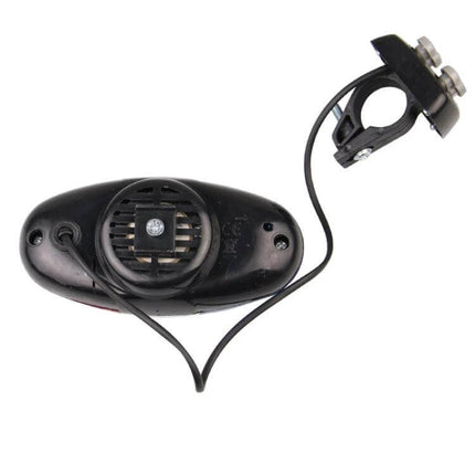 Bicycle 4 Tone Electronic Horn With LED Tail Light - compact black horn unit with handlebar mount and integrated LED tail light for urban commuting
