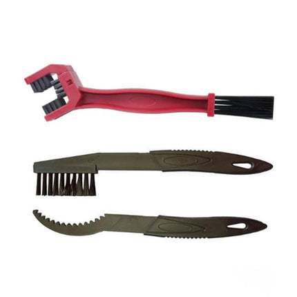 Bicycle And Motorcycle Cleaning Brush Set, Three-Sided Chain Brush with three brush heads for chains, chainrings and sprockets