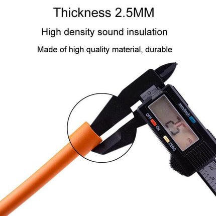 Bicycle Brake Shifter Cable Anti Rattle Foam Tube 1.5m orange foam sleeve shown with calipers measuring 2.5mm wall thickness
