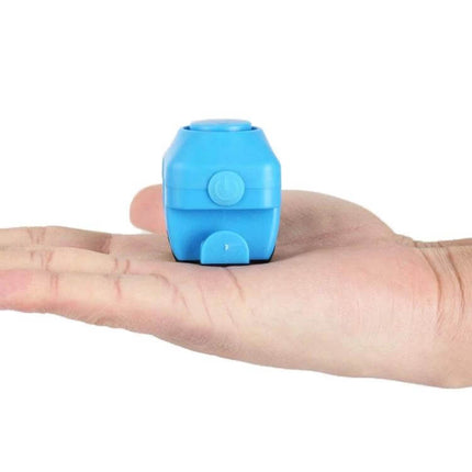 Bicycle Electric Horn With Bell Red Easy To Install No Battery compact blue unit shown on a hand for size and mounting