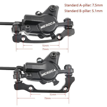 Bicycle Hydraulic Disc Brake Set For Mountain Bikes - aluminum alloy front and rear calipers for 22.2mm handlebars, easy installation