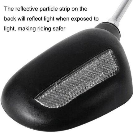 Bicycle Rearview Mirror Pair 22 To 25mm Fits Mountain Bike - close-up of mirror with reflective particle strip and 360° adjustable head