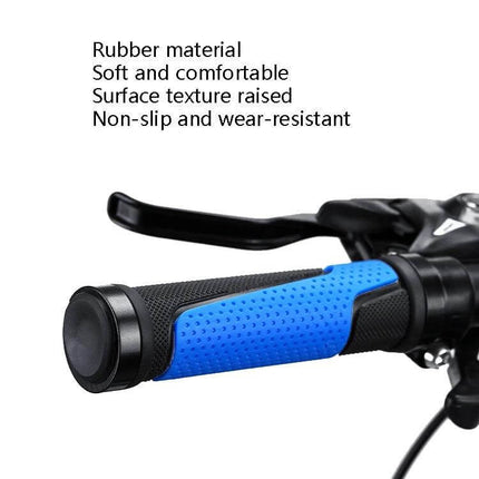 Bicycle Rubber Handlebar Cover Anti Slip For Secure Grip - blue textured rubber grip with aluminum lock ring, comfortable non-slip handlebar sleeve 13cm