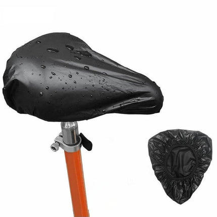 Bicycle Saddle Waterproof Cover For Rainy Day Use Daily - black PVC rainproof saddle cover with water droplets, elastic fit for commuting and daily rides