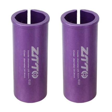 Bicycle Seat Post Conversion Sleeve Reducer For Multiple Diameters purple aluminum alloy pair, lightweight corrosion‑resistant fit